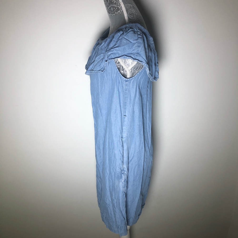 LOFT Blue Chambray Off the Shoulder Dress - Picture 3 of 7
